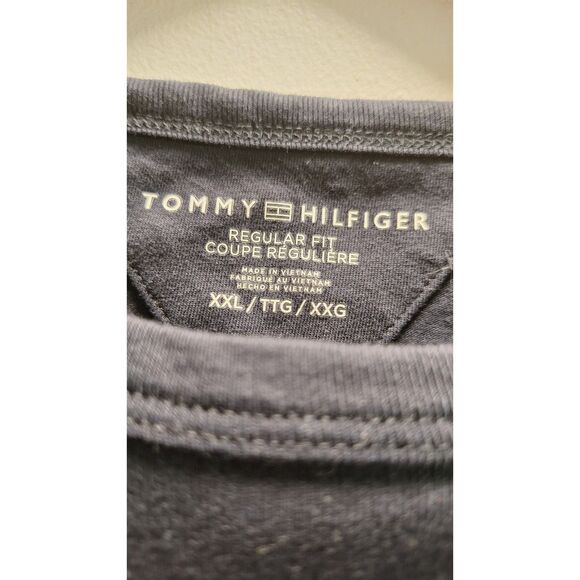 TOMMY HILFIGER Regular Fit Men XXL Logo Navy Blue Short Sleeve 90's Y2K T Shirt - Picture 3 of 5